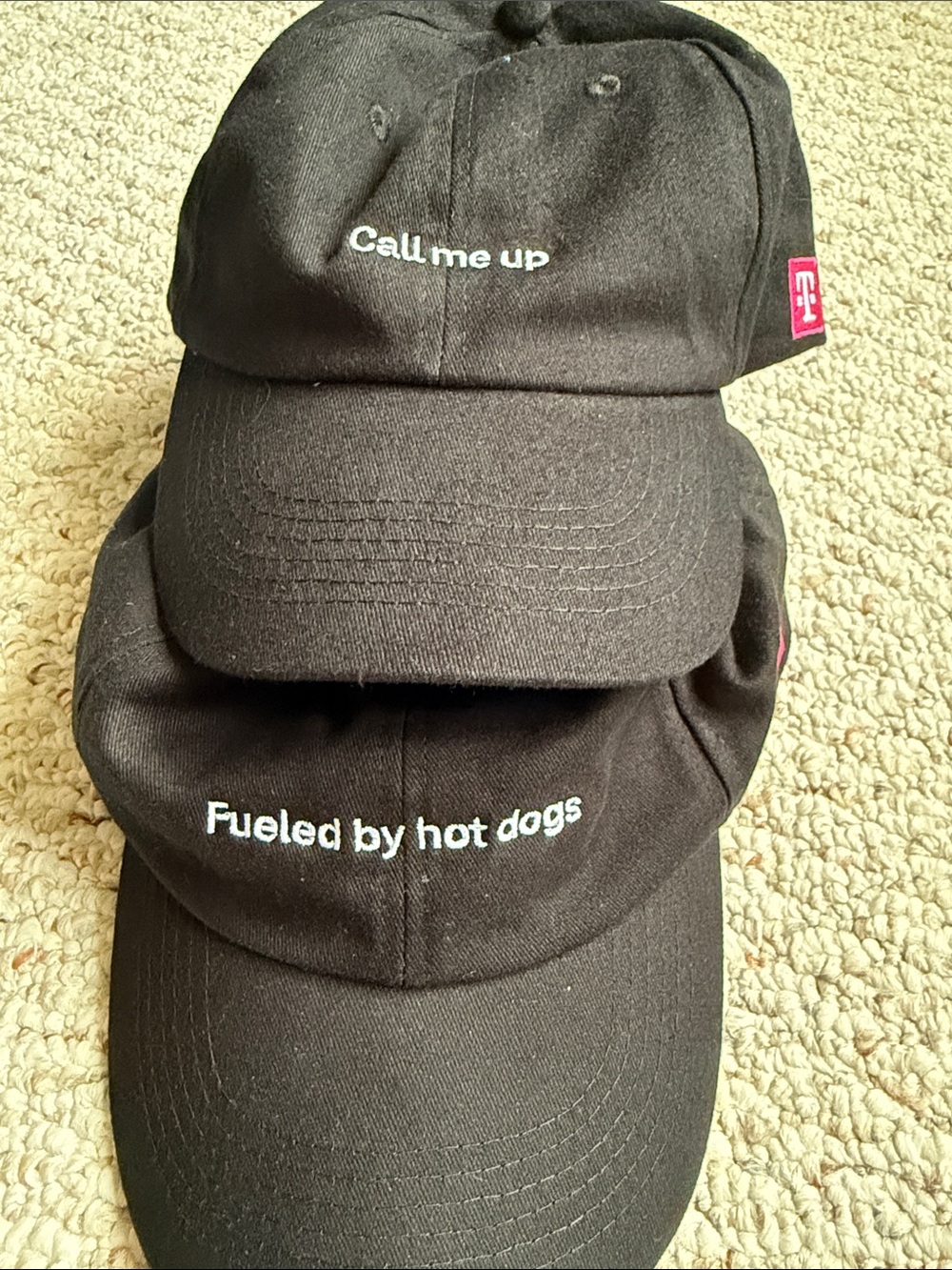 Black Dad Hat - Fueled by Hot Dogs Embroidered Cap Tmobile call me up brand new